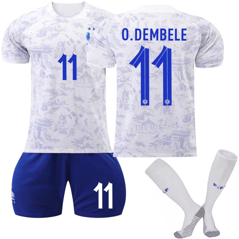 France National Team Away Jersey 2022-23 O.DEMBELE #11 Soccer Jersey for Kids Adult