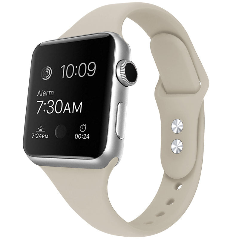 Slim Soft Silicone Replacement Watch Band Loop for iWatch Series SE 6 5 4 3 2 1-RetroWhite