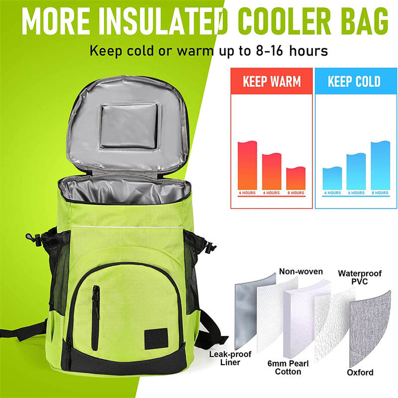 30L Cooler Backpack Insulated Bag Leakproof Collapsible for Camping-Yellow