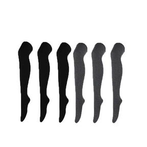 6 Packs D Womens Long Solid Color Socks Over Knee Thigh High Socks Warm Stocking