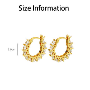 Fashion Zircon Laciness Hoop Earrings For Womens-Gold