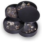 Earring Holder Simple 4-Layer Rotating Travel Jewelry Box-Black
