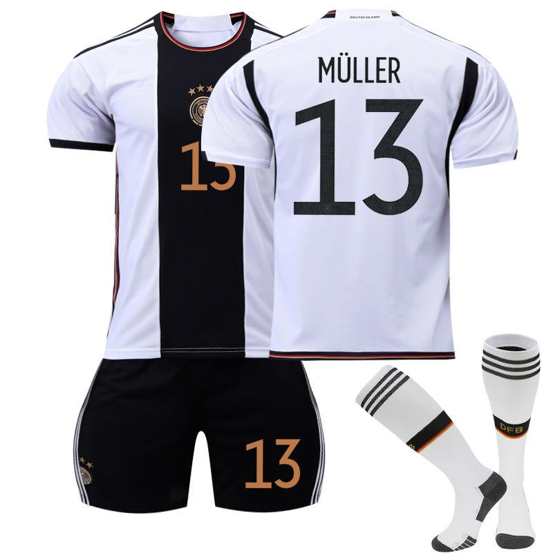 MULLER #13 Germany Home Jersey 2022/23 Soccer Jersey Kit Football T-shirt Set For Adult Kids