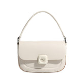 Tote Bag for Women Casual Zipper Lightweight Handbag with Chain-White