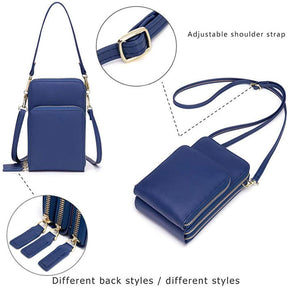 Crossbody Phone Bag for Women Small Shoulder Bag Cell Phone Wallet Purses and Handbags with 14 Credit Card Slots-Darkblue