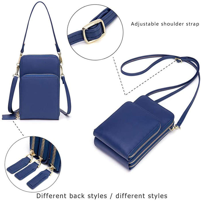 Crossbody Phone Bag for Women Small Shoulder Bag Cell Phone Wallet Purses and Handbags with 14 Credit Card Slots-Darkblue