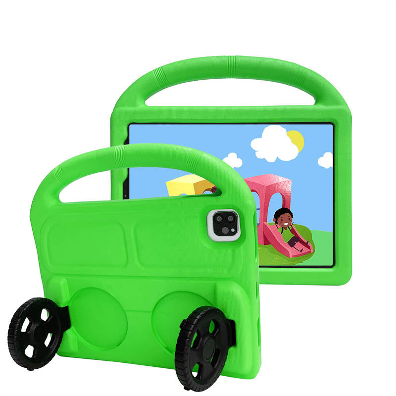 Wheel iPad Case For iPad Pro 11/Air4 10.9 inch Shockproof Stand Cover With Handle Stand-Green