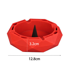 Geometric Silicone Ashtray Eco-Friendly Portable Unbreakable Tabletop Tray for Cigarettes Cigar -Red