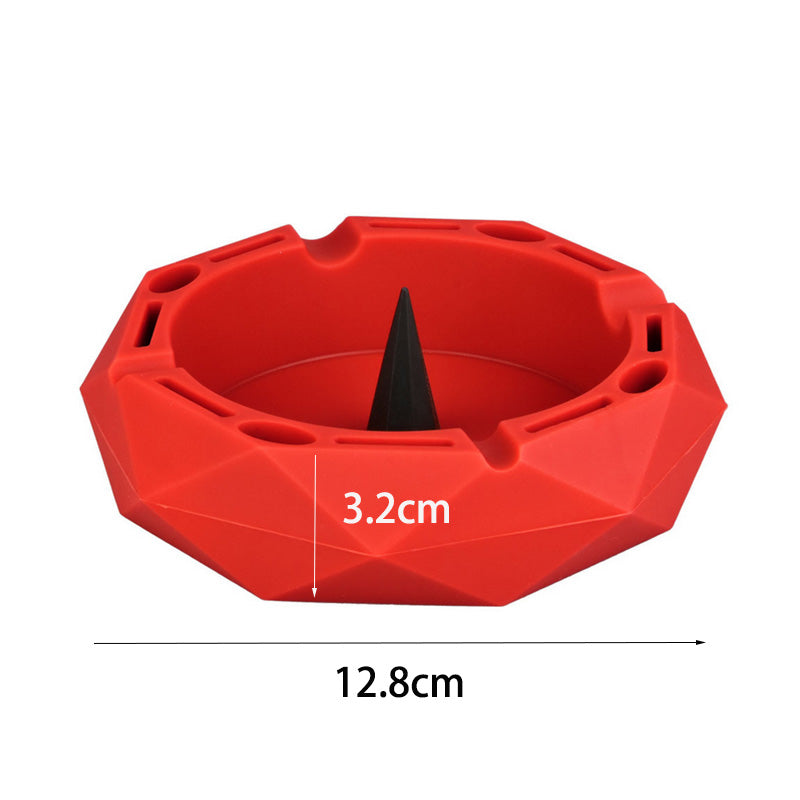 Geometric Silicone Ashtray Eco-Friendly Portable Unbreakable Tabletop Tray for Cigarettes Cigar -Red