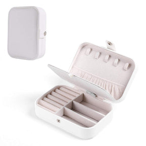 Small Jewelry Box Necklace Ring Double Layer Storage Bag Travel Organizer -White