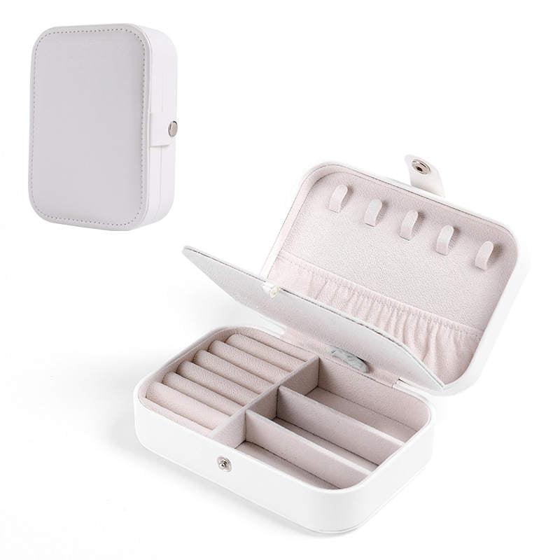 Small Jewelry Box Necklace Ring Double Layer Storage Bag Travel Organizer -White