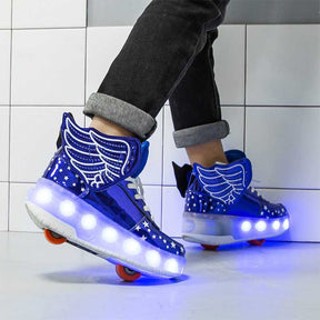 Kids LED Light Up Shoes High top Dancing Sneakers for Boys Girls-Blue