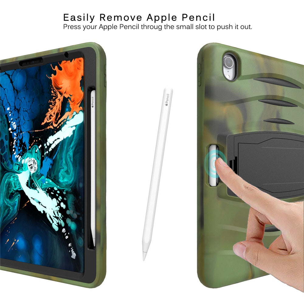 Shock Wave Kickstand Case Anti-Fall Protection With Pencil Holder For iPad Pro12.9 (2018)-Camouflage