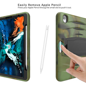 Shock Wave Kickstand Case Anti-Fall Protection With Pencil Holder For iPad Pro12.9 (2018)-Camouflage