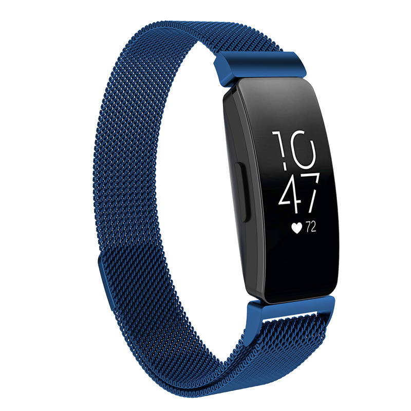 Stainless Steel Metal Replacement Strap Magnet Buckle For Fitbit Inspire HR-Blue