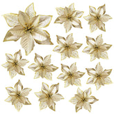 12 Pack 15cm Phnom Penh Small Flower Christmas Tree Decoration-Gold