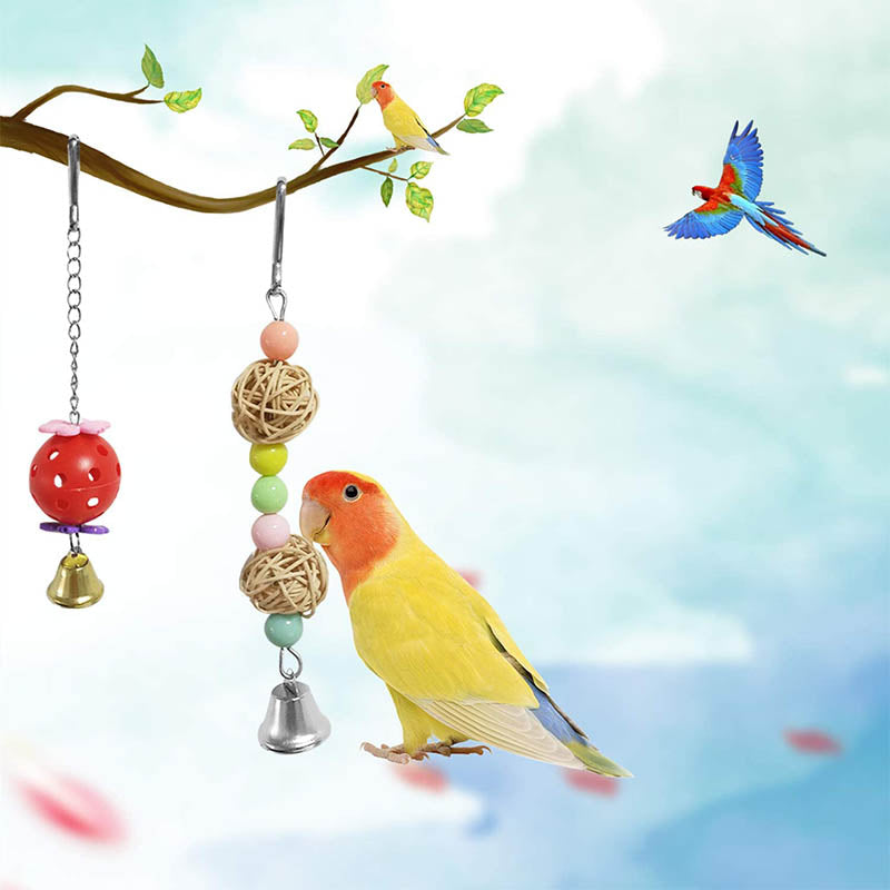 13 Pcs Bird Swing Toy Parrot Chew Hanging Perches with Bells