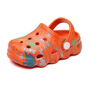 Kids Cute Cartoon Hole Shoes Little Dinosaur Beach Pool Slippers Boys and Girls-Orange