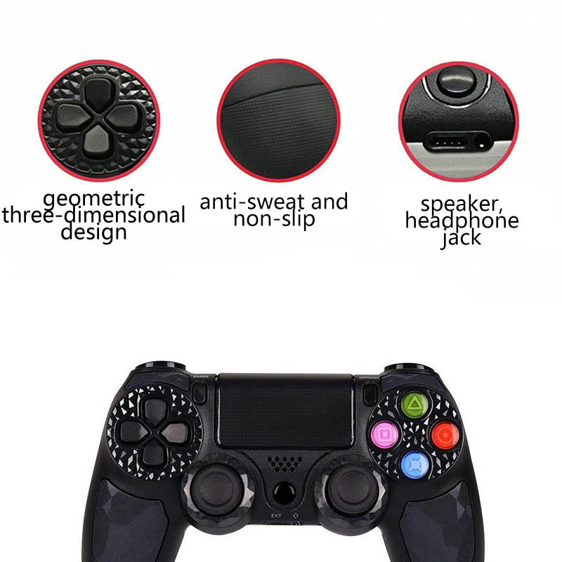 Wireless Controller Gamepad with Dual Vibration/Audio Jack/Touch Pad for PS4