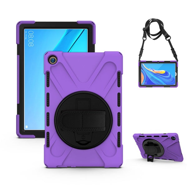 OnePiece Tablet Case Anti-fall Protective Cover Bulit-in Kickstand/Hand+Neck Strap For Huawei MatePad Pro 5G 10.8inch 2020-Purple