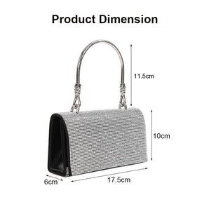 Womens Handbag Glitter Rhinestones Bag Evening Clutch for Party Wedding-Black