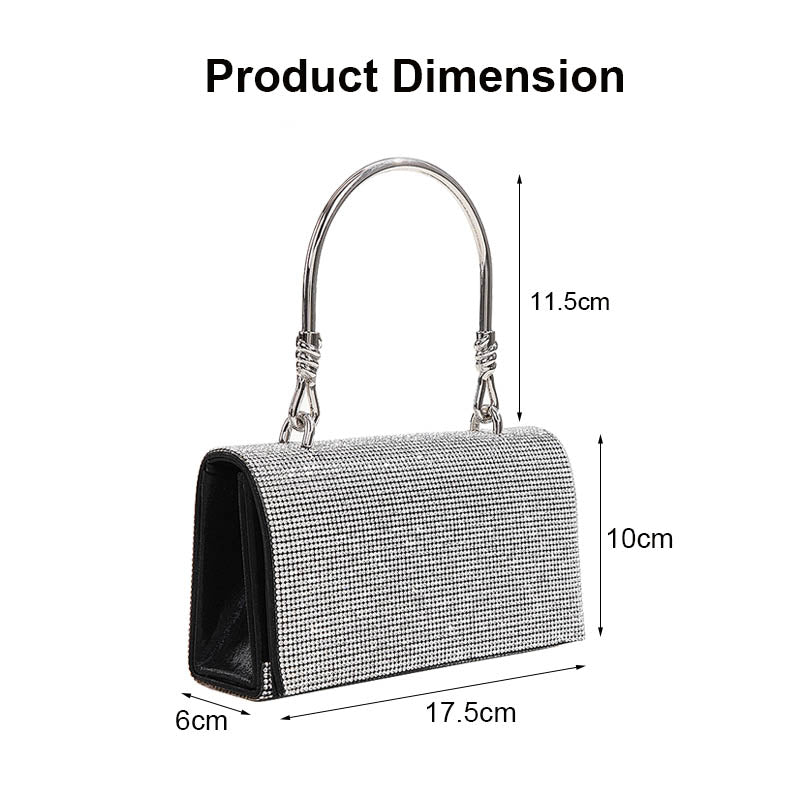 Womens Handbag Glitter Rhinestones Bag Evening Clutch for Party Wedding-Black