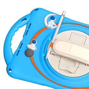 iPad Case Rugged Case with Handle Stand Shoulder Strap for iPad 10.2 Inch 2019/2020/2021-LightBlue