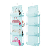 2 Pcs Hanging Purse Organizer 8 Easy Access Pockets for Wardrobe-Blue