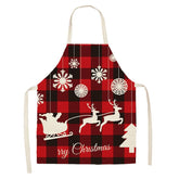 Black and Red Plaid Christmas Apron for Home Kitchen Cooking-A15