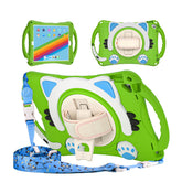 CatA iPad Silicone Case For iPad 10.2 Air10.5 Pro10.5 Built-in Handle Stand With a Strap-Green