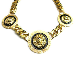 Gold Lion Heads Necklace Hip Hop Statement Chunky Chain