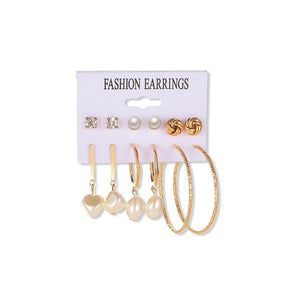 6 Pairs Fashion Earrings Set with Tassel Dangle Hoop Earrings Colorful Statement Earrings Studs-(Style 8)