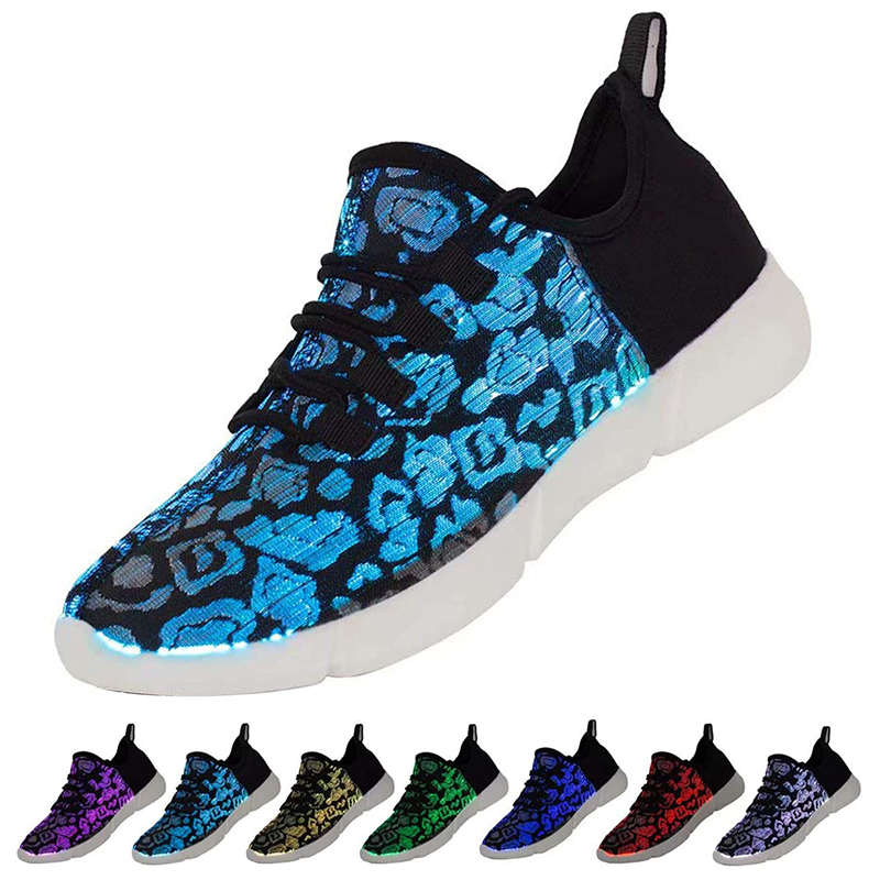 LED Fiber Optic Shoes Light up Sneakers for Women Men-Black
