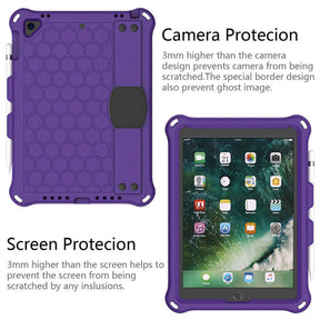 Hive iPad Case For iPad 5/6/Pro 9.7/iPad9.7 Durable Stand Cover With Shoulder Strap-PurpleBlack