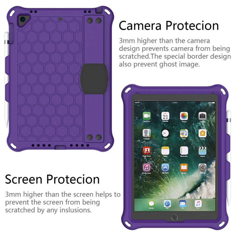 Hive iPad Case For iPad 5/6/Pro 9.7/iPad9.7 Durable Stand Cover With Shoulder Strap-PurpleBlack