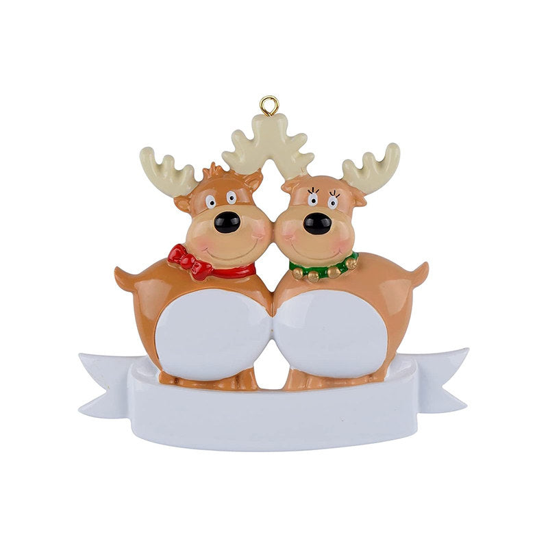 Christmas Hanging Ornament Personalized Reindeer Family of 2