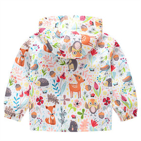 Toddler Boys Girls Cartoon Print Zip Jacket Hooded Trench Kids Casual Coats-11