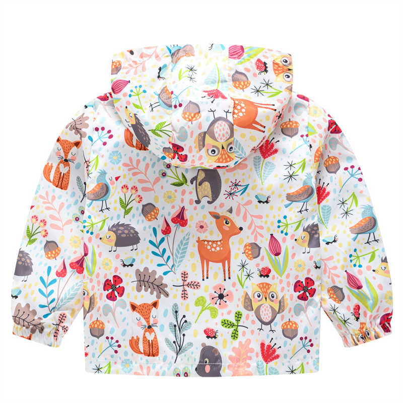 Toddler Boys Girls Cartoon Print Zip Jacket Hooded Trench Kids Casual Coats-11