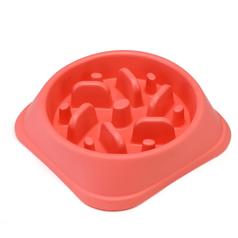 Dog Slow Feeder Non Slip Puzzle Bowl Anti-Gulping Pet Slower Food Feeding Dishes-Pink