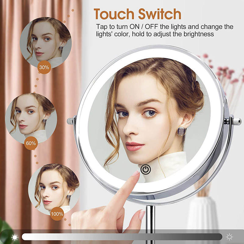 Double Sided Makeup Mirror with 3 Color Lighting 10X Magnifying