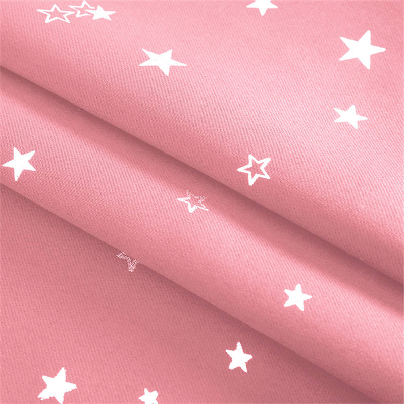 2 Panels Kids Blackout Curtains with Silver Star Print for Bedroom Living Room-Pink