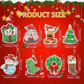 8 Pcs Christmas DIY Diamond Painting KeyChains Kits for Kids Ages 6-12