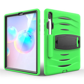Shock Wave Kickstand Case Anti-Fall Protection With Pencil Holder For Samsung Tab S6 10.5inch T860/T865/T867(2019)-Green