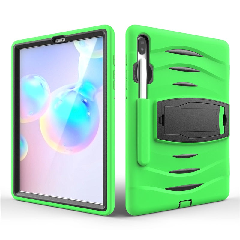 Shock Wave Kickstand Case Anti-Fall Protection With Pencil Holder For Samsung Tab S6 10.5inch T860/T865/T867(2019)-Green