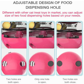 Tumbler Style Cat Food Dispenser Treat Toys with Dual Rolling Balls Detachable Wand-Red