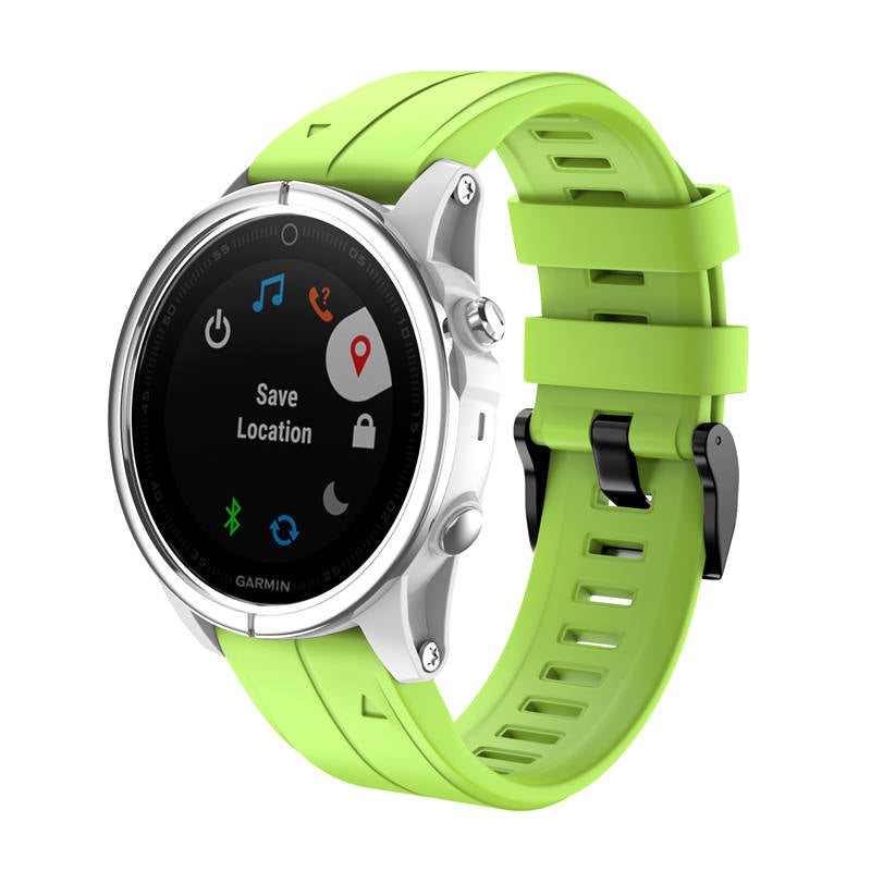 Silicone Replacement Band 20mm Quick Release Easy Fit For Garmin Fenix 5S/5S Plus/6S/6S Pro Smartwatch Black Steel Buckle-Lime