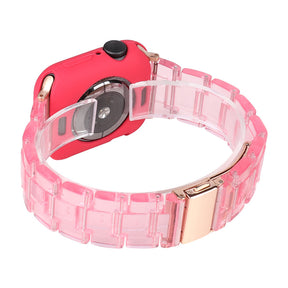 Fashion Resin Candy Watch Band + Watch Case For Apple Watch SE/6/5/4/3/2/1£¨Pink+Red£©
