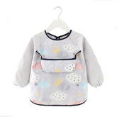 Kids Waterproof Art Smock Cartoon Long Sleeve Aprons with Bib-Clouds