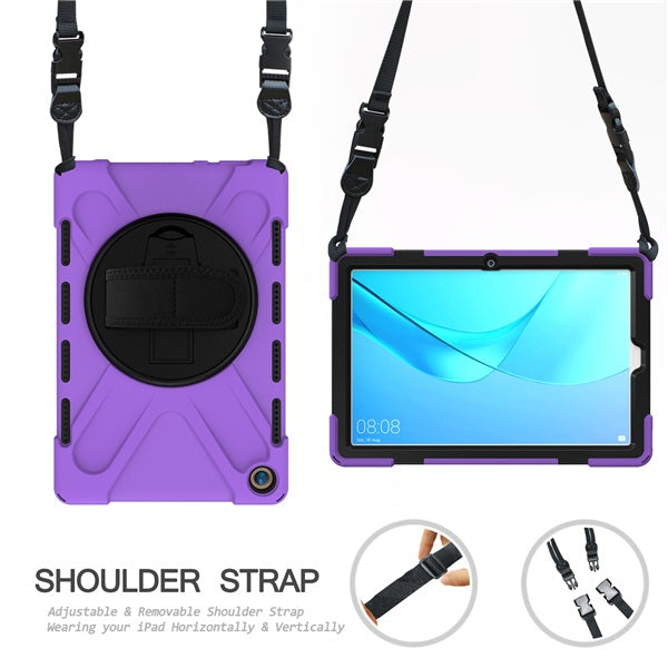 OnePiece Tablet Case Anti-fall Protective Cover Bulit-in Kickstand/Hand+Neck Strap For Huawei MatePad Pro 5G 10.8inch 2020-Purple