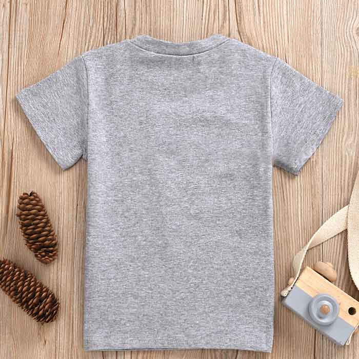 Children Young Wild Letter Print T-Shirts Fashion Short Sleeved-Gray